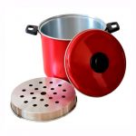 Olla Vaporera de Aluminio Roja 22 cm 7 Litros Vasconia